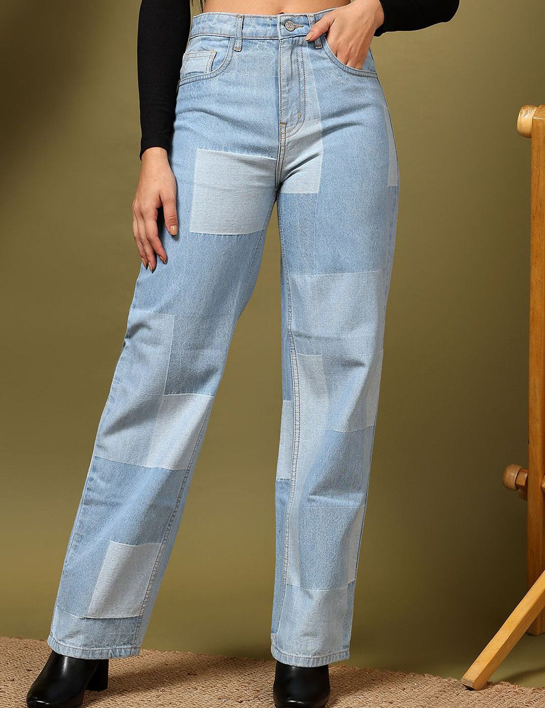 Kotty Women Straight Fit High-Rise Stretchable Jeans