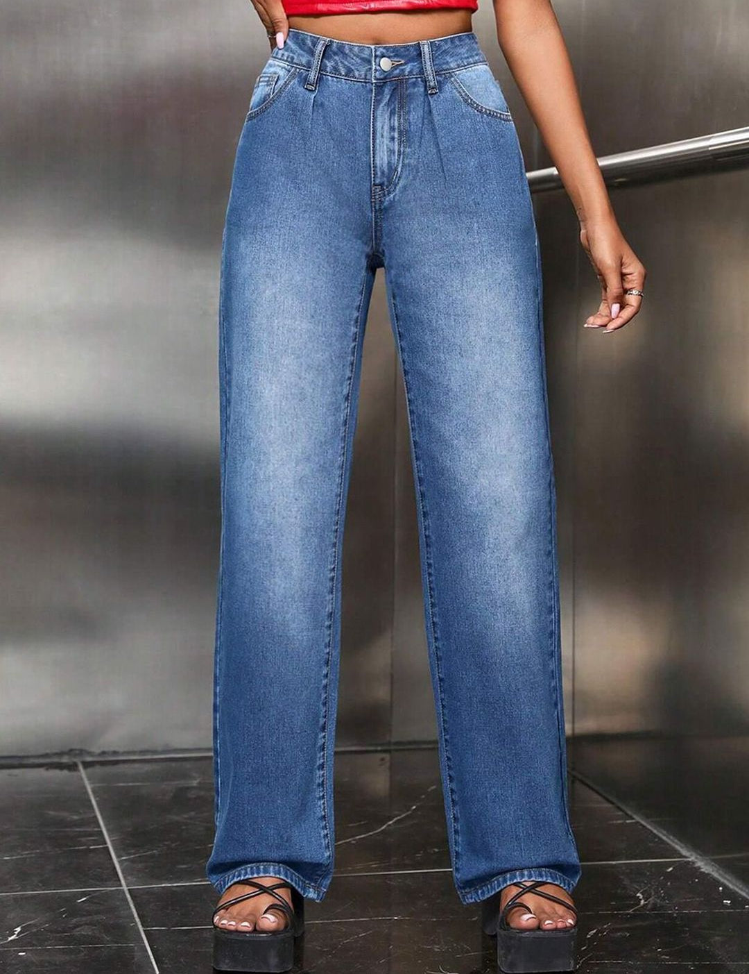 Kotty Women Straight Fit High-Rise Stretchable Jeans