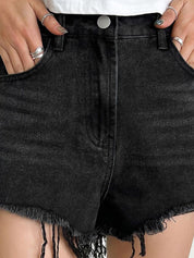 Kotty Women Solid High-Rise Denim Shorts