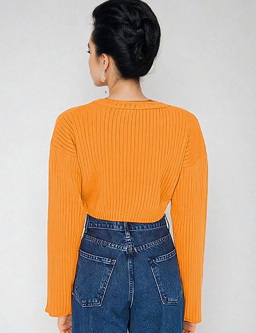 Kotty Women Solid Ribbed Crop Pullover Sweater