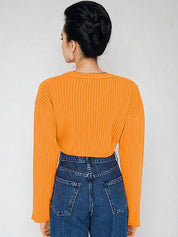 Kotty Women Solid Ribbed Crop Pullover Sweater