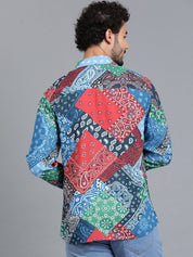Kotty Men Spread Collar Ethnic Motifs Printed Cotton Casual Shirt