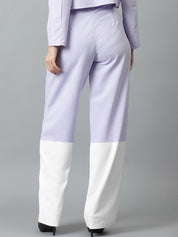Kotty Women Colourblocked Relaxed Straight Leg Straight Fit High-Rise Easy Wash Trousers
