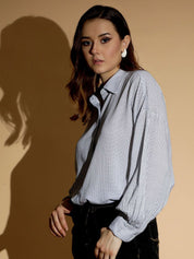 Kotty Women Spread Collar Micro Ditsy Printed Cotton Oversized Casual Shirt