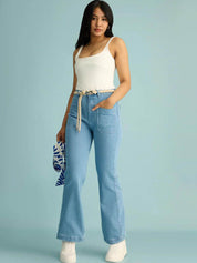 Kotty Women Flared High-Rise Clean Look Stretchable Cotton Jeans