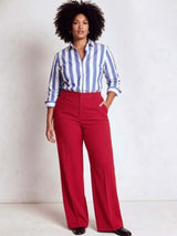 Red Wide Leg High-Rise Pants for Women – Elegant Solid Design | Kotty
