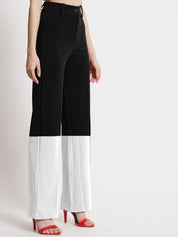 Kotty Women Colourblocked High-Rise Straight Fit Easy Wash Trousers