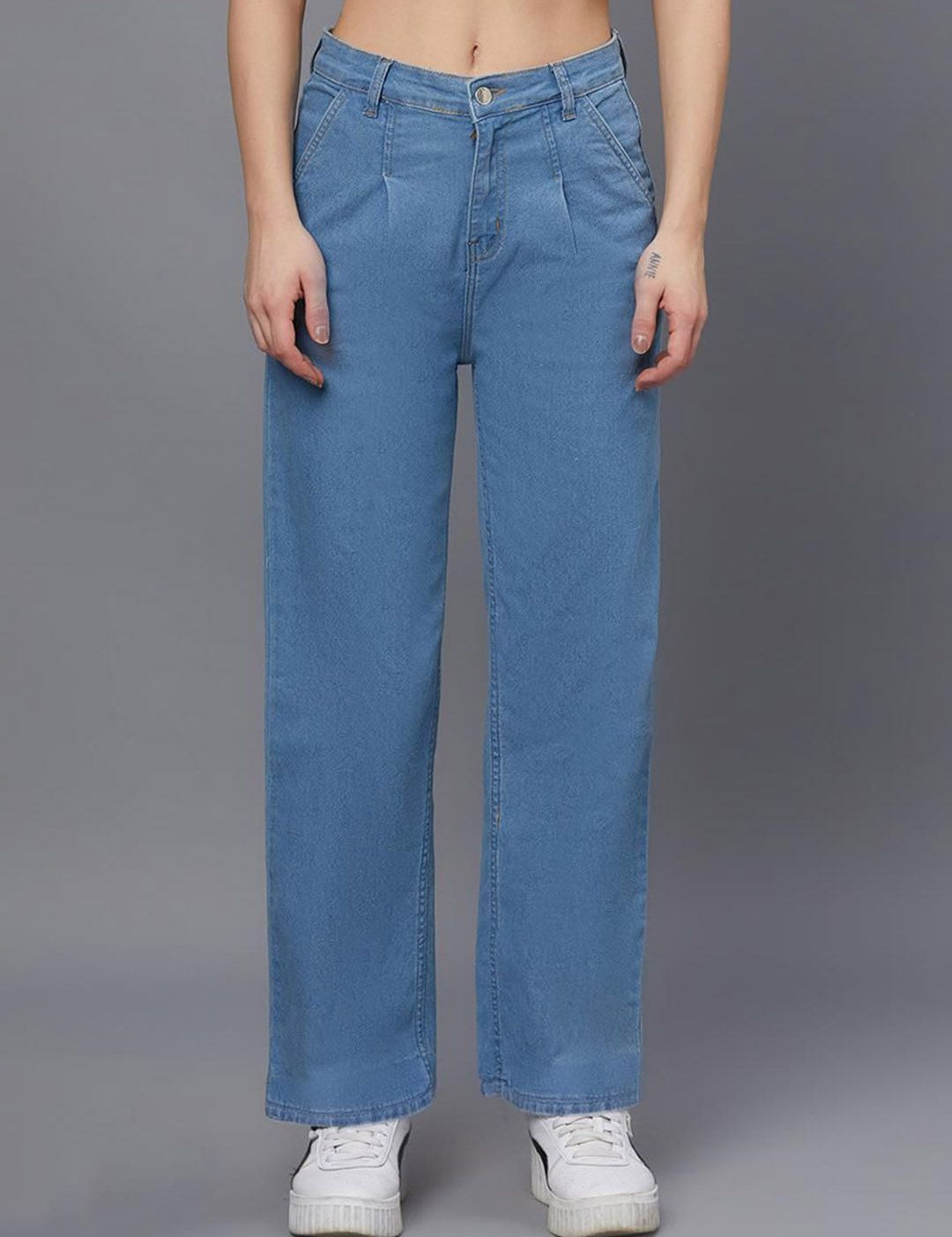 Kotty Women Wide Leg High-Rise Cotton Stretchable Jeans