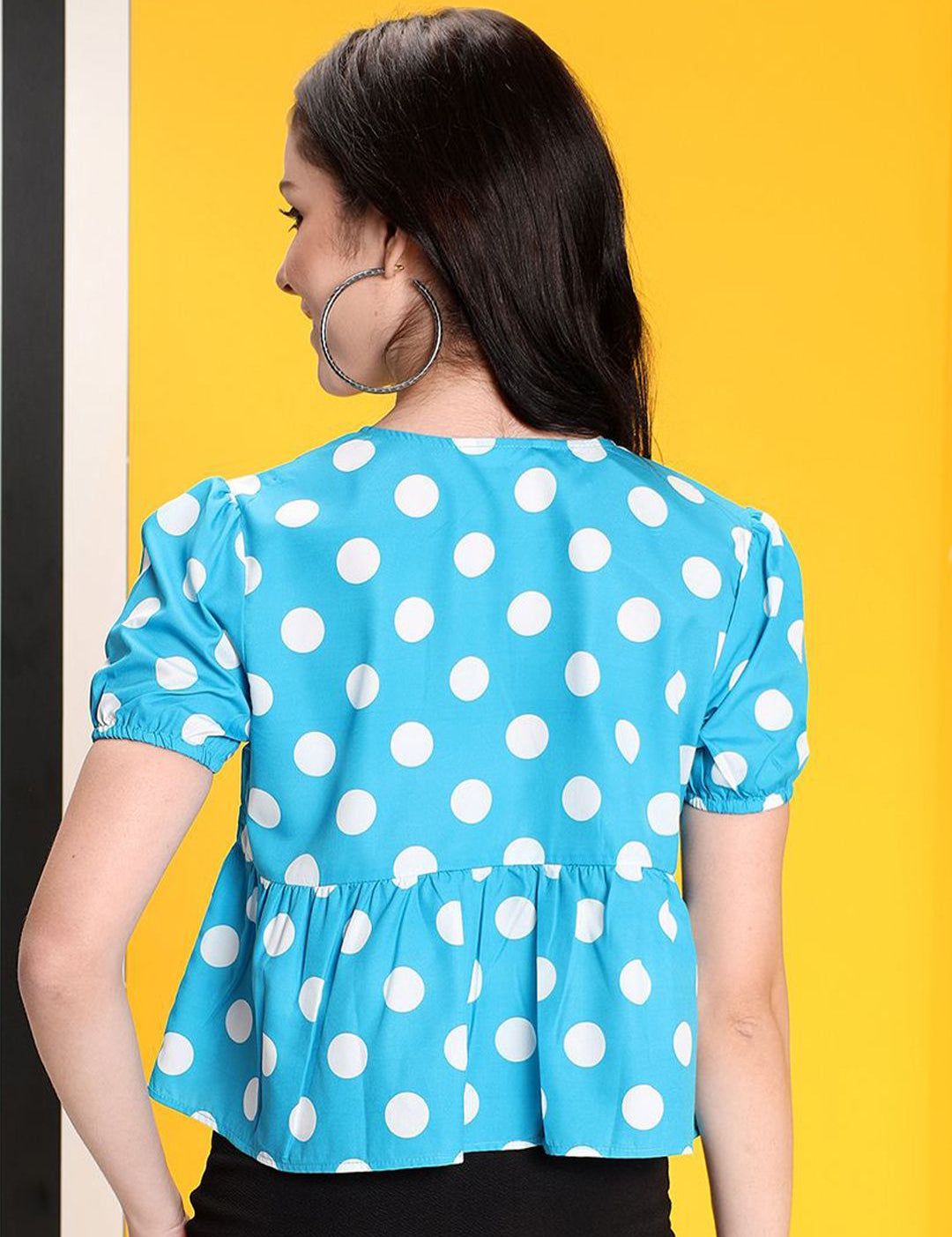 Kotty Women Polka dots Printed Peplum Crop Top