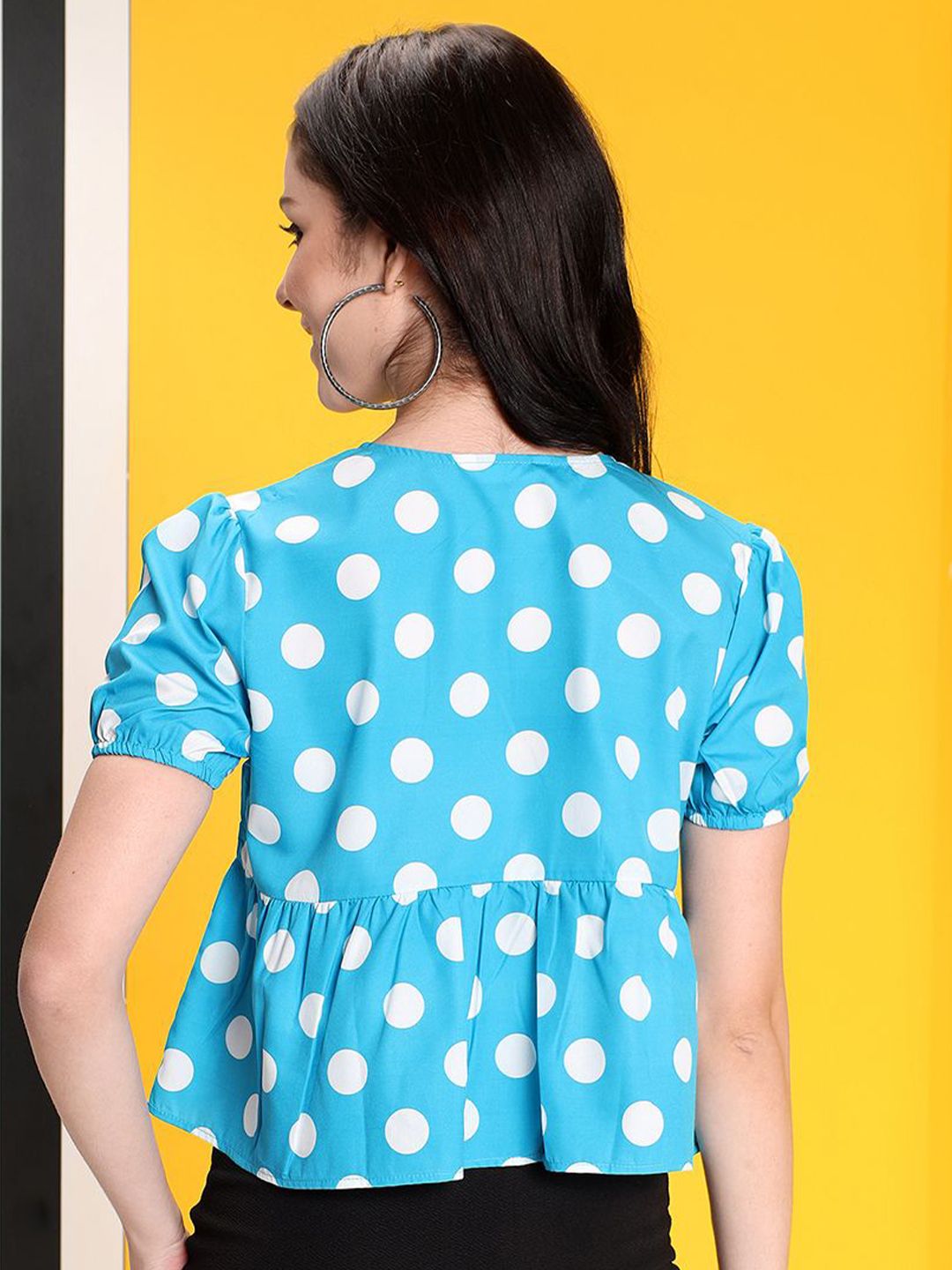 Kotty Women Polka dots Printed Peplum Crop Top