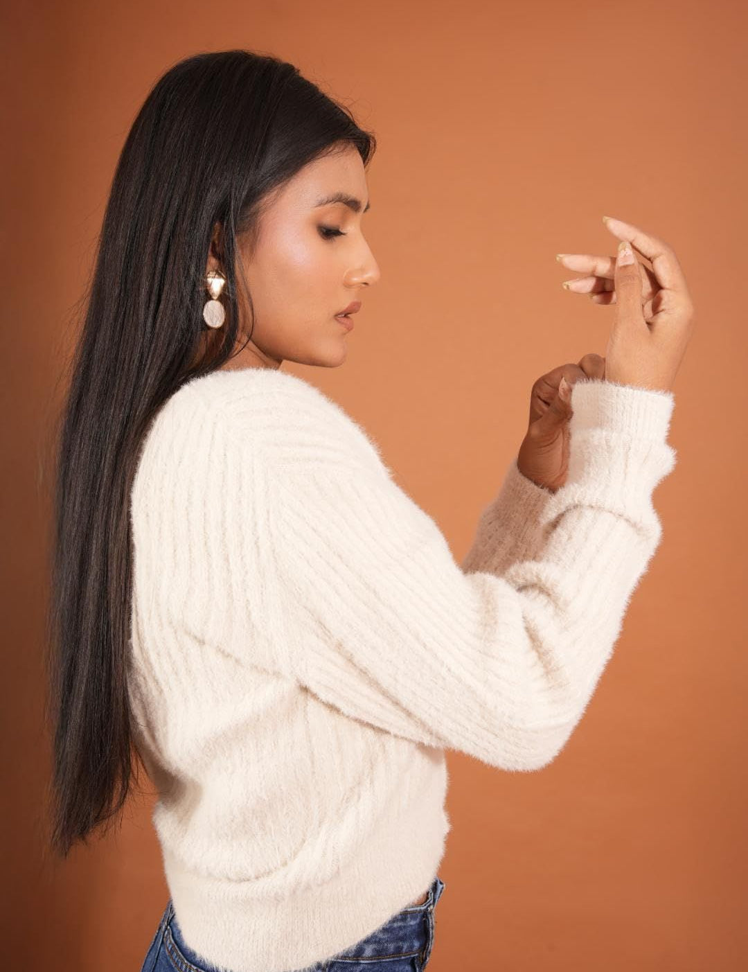 Kotty V-Neck Cotton Cardigan Crop Sweater