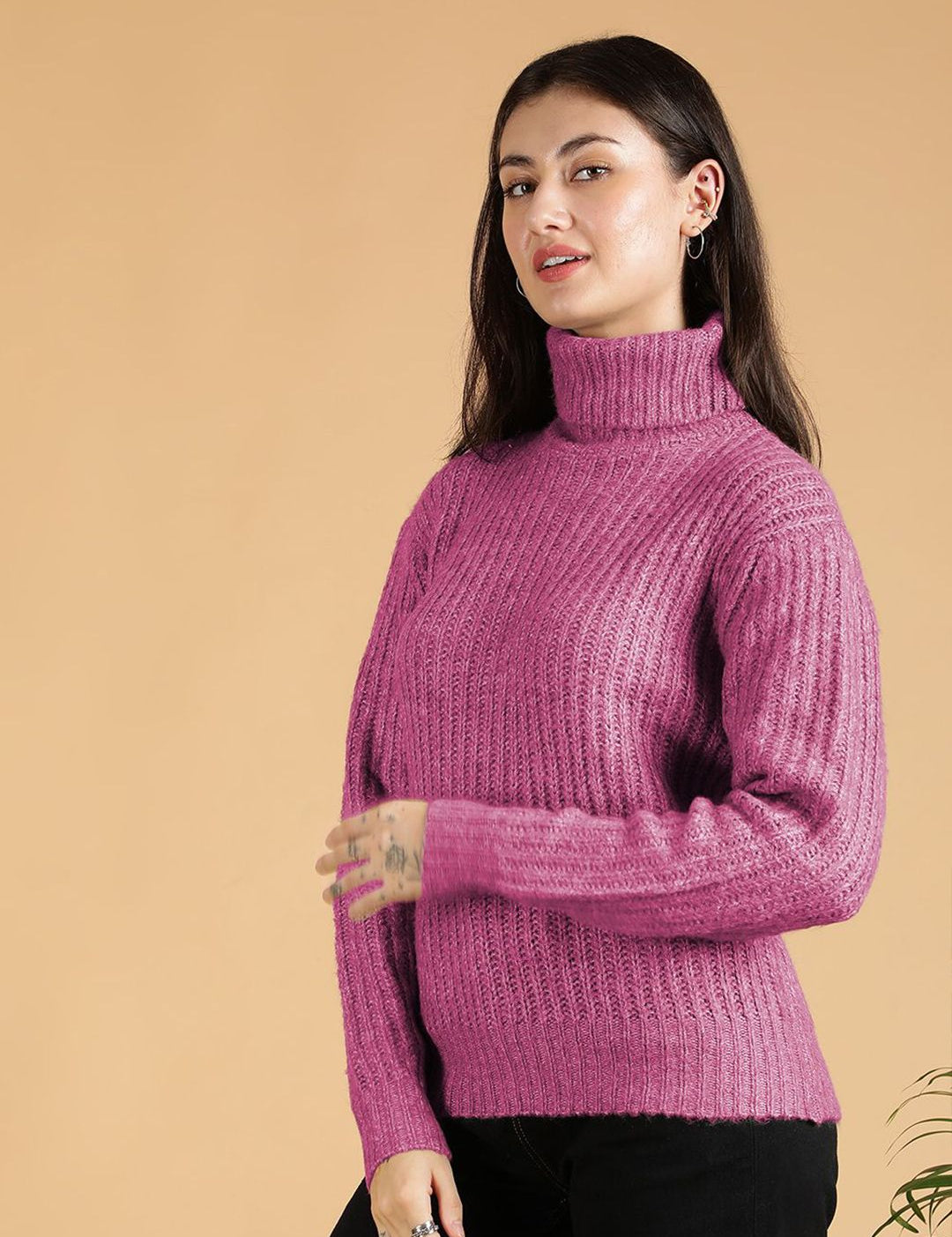 Kotty Women Cotton Turtle Neck Pullover Sweaters