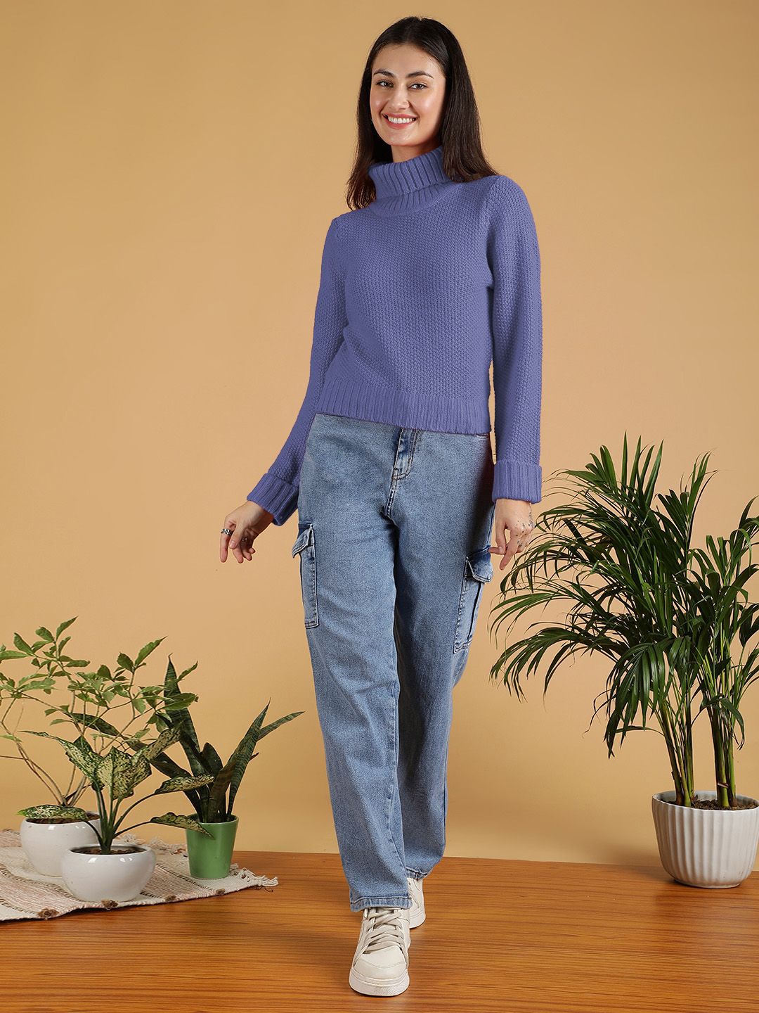 Kotty Women Turtle Neck Cotton Pullover 