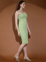 Kotty Women Solid Tie-Up Neck Bodycon Midi Dress