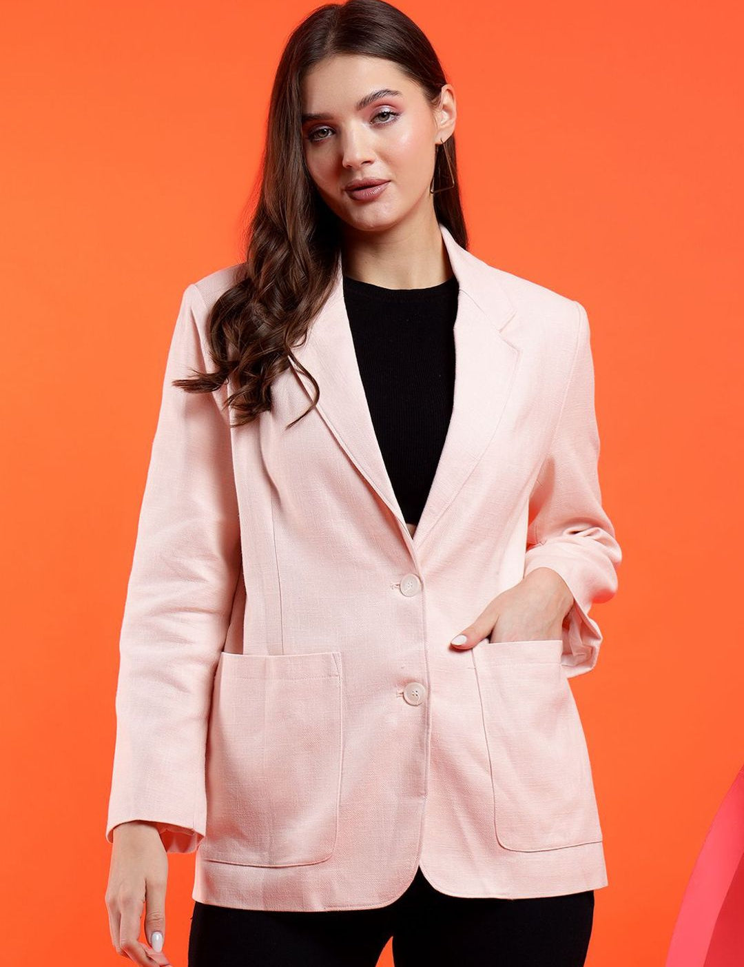 Kotty Women Solid Notched Lapel Overcoat