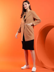 Kotty Women Solid Notched Overcoat