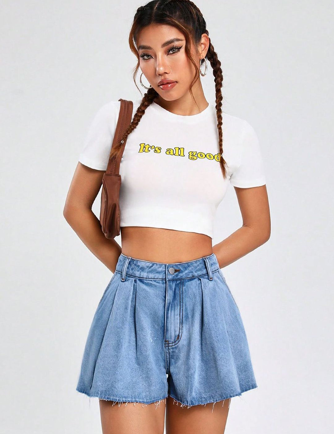 Kotty Women Solid High-Rise Denim Shorts