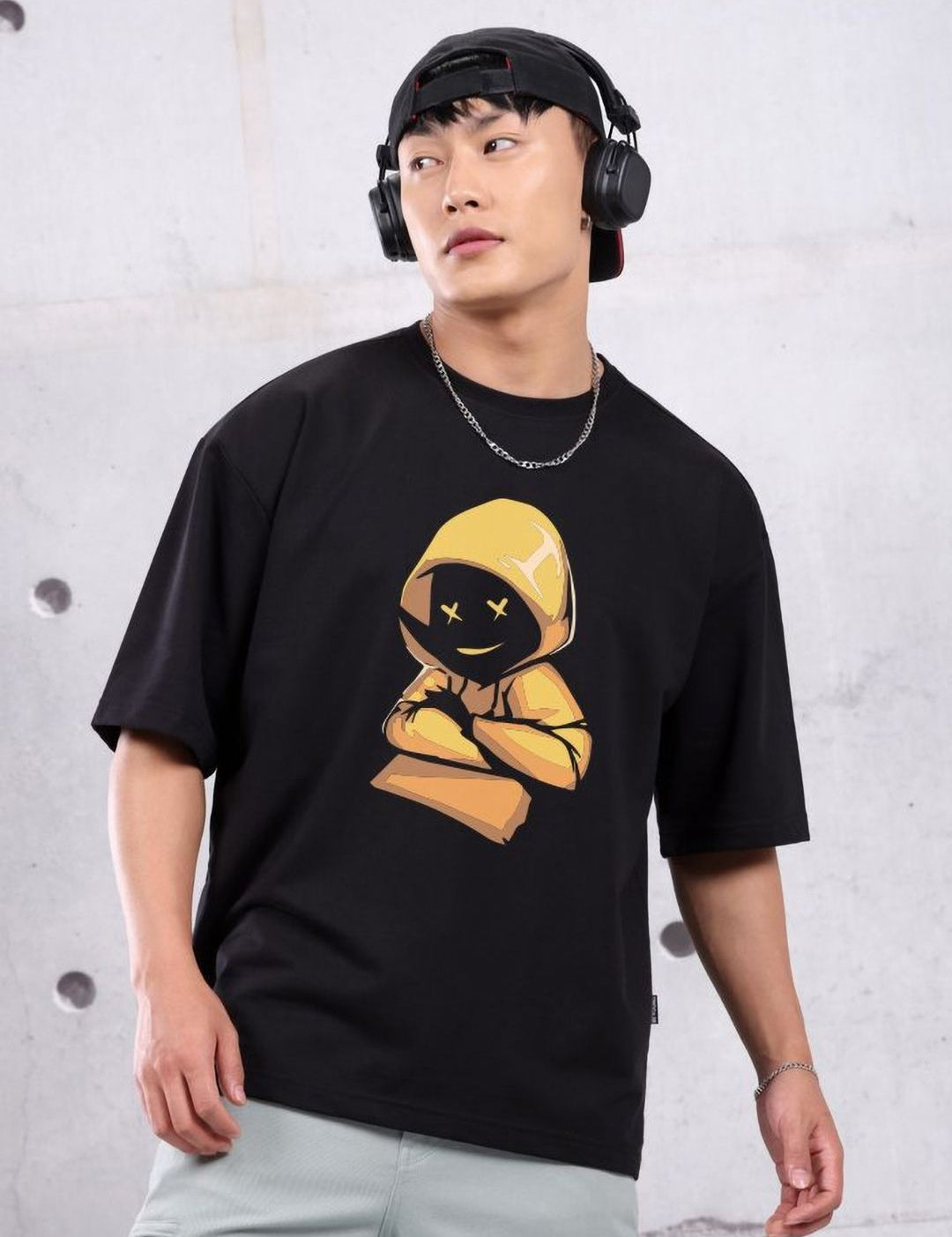 Kotty Men Graphic Printed Round Neck Cotton Oversized T-Shirt