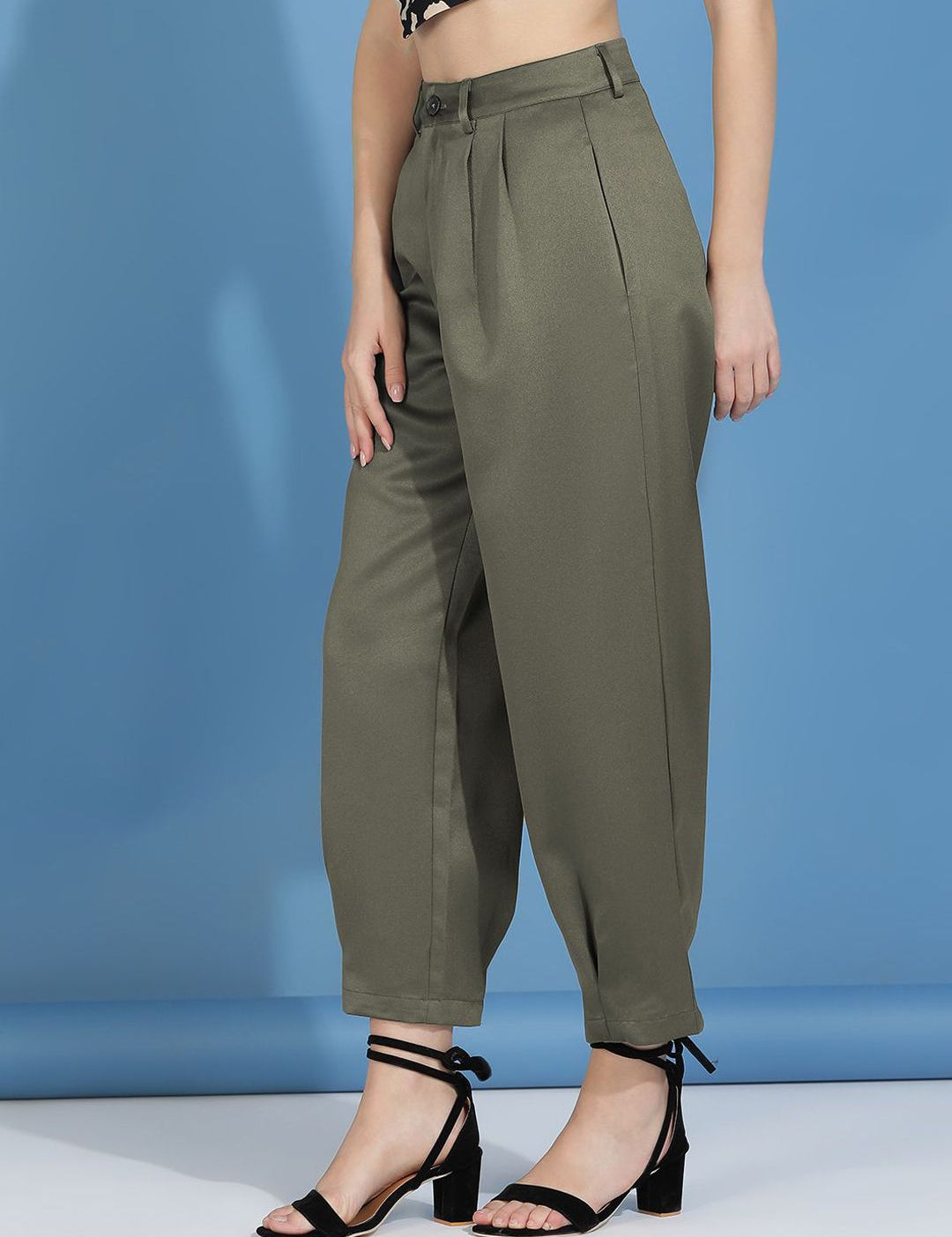 Kotty Women Relaxed Slim Fit High-Rise Easy Wash Trousers