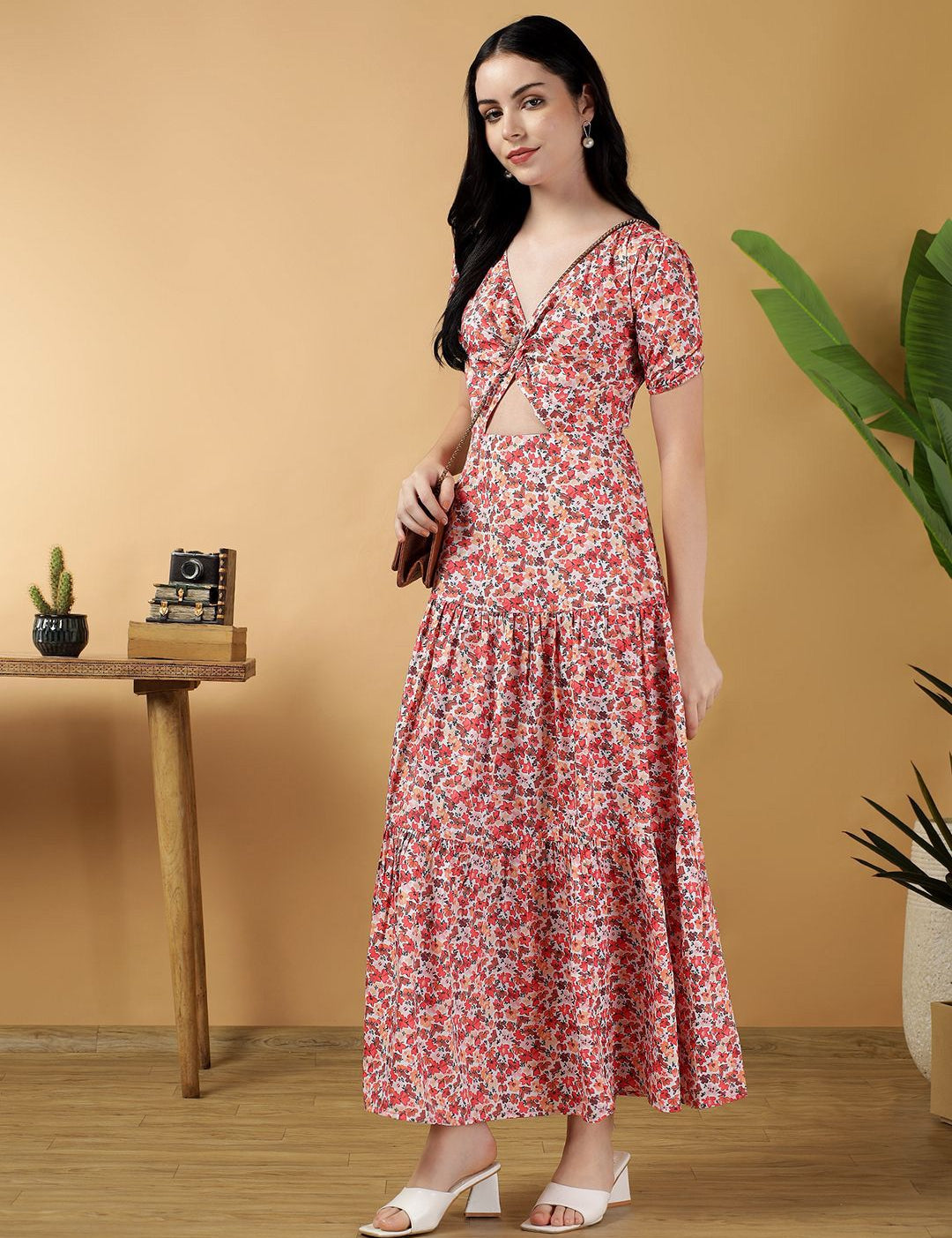 Kotty Women Printed Fit & Flare Midi Dress