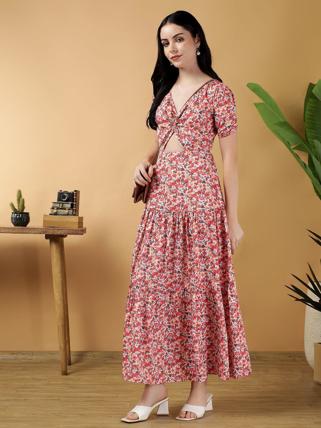 Kotty Women Printed Fit & Flare Midi Dress