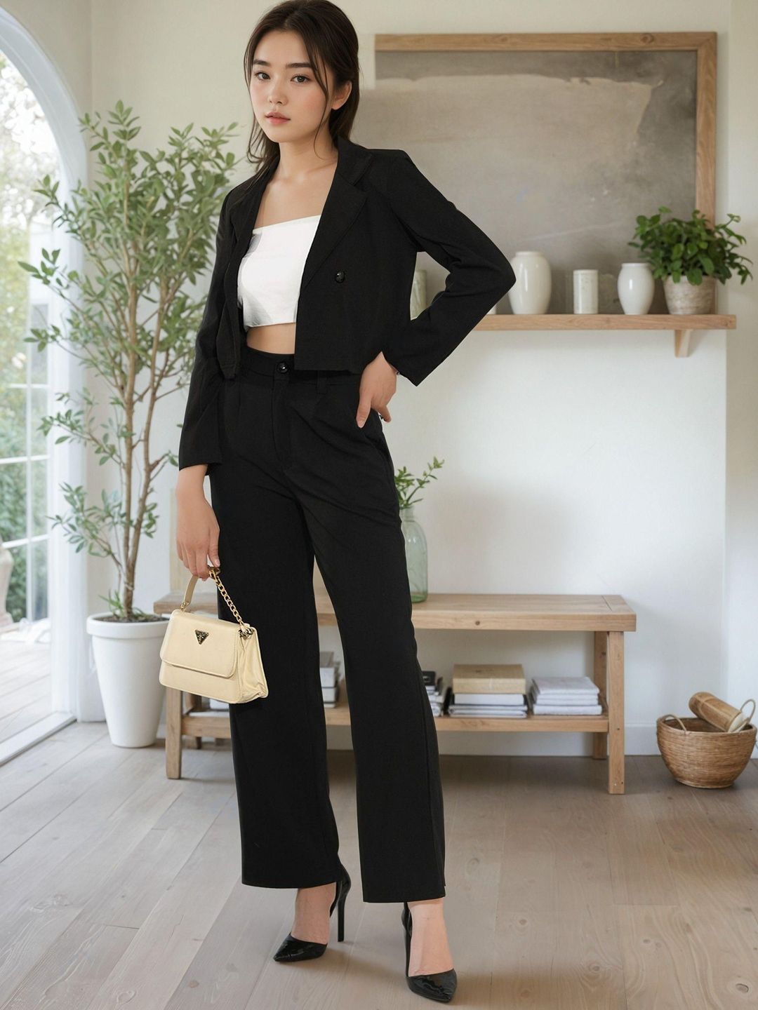 Kotty Lapel Collar Long Sleeves Coat With Trouser 