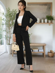 Kotty Lapel Collar Long Sleeves Coat With Trouser 