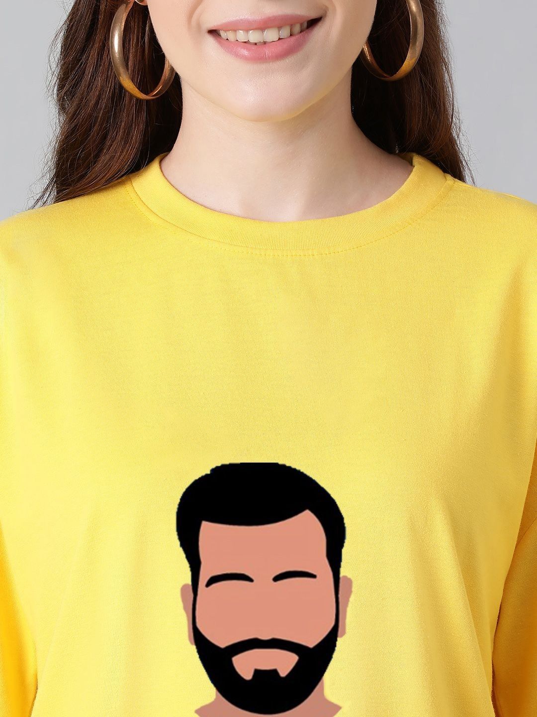 Kotty Women Graphic Printed Round Neck Cotton Oversized T-shirt