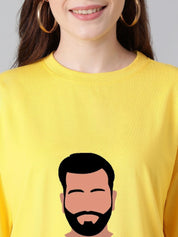 Kotty Women Graphic Printed Round Neck Cotton Oversized T-shirt