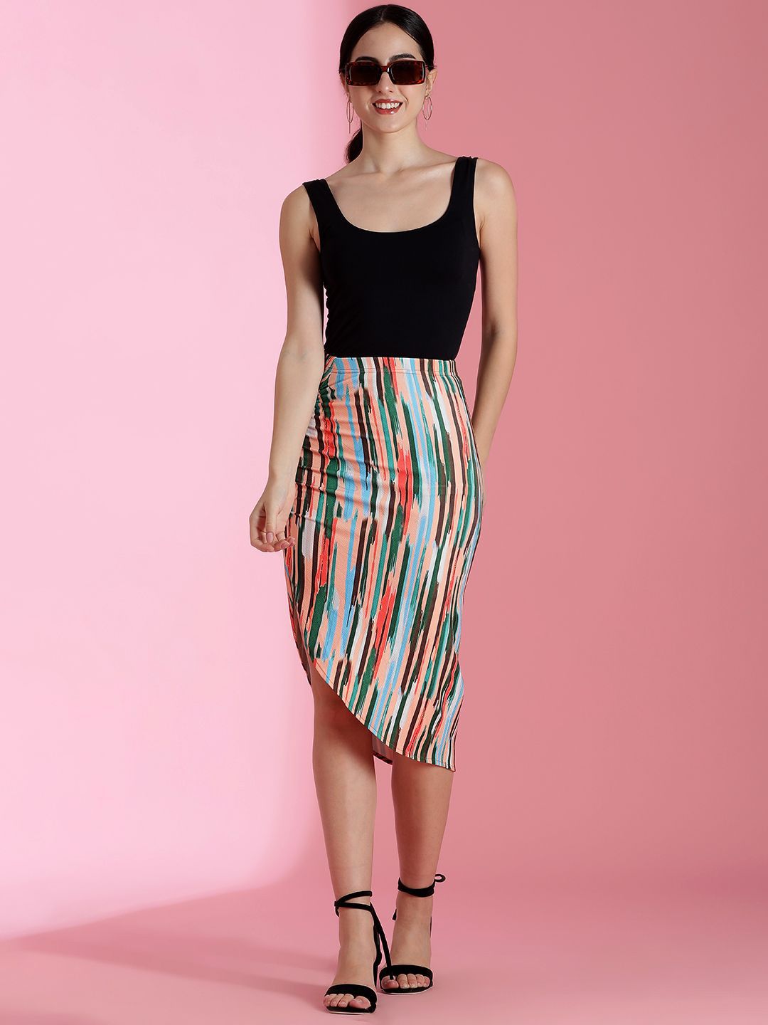 Kotty Printed Pencil Knee Length Skirt
