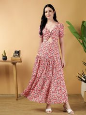 Kotty Women Printed Fit & Flare Midi Dress