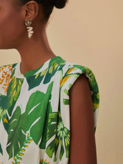 Kotty Tropical Print Crepe A-Line Mini Dress