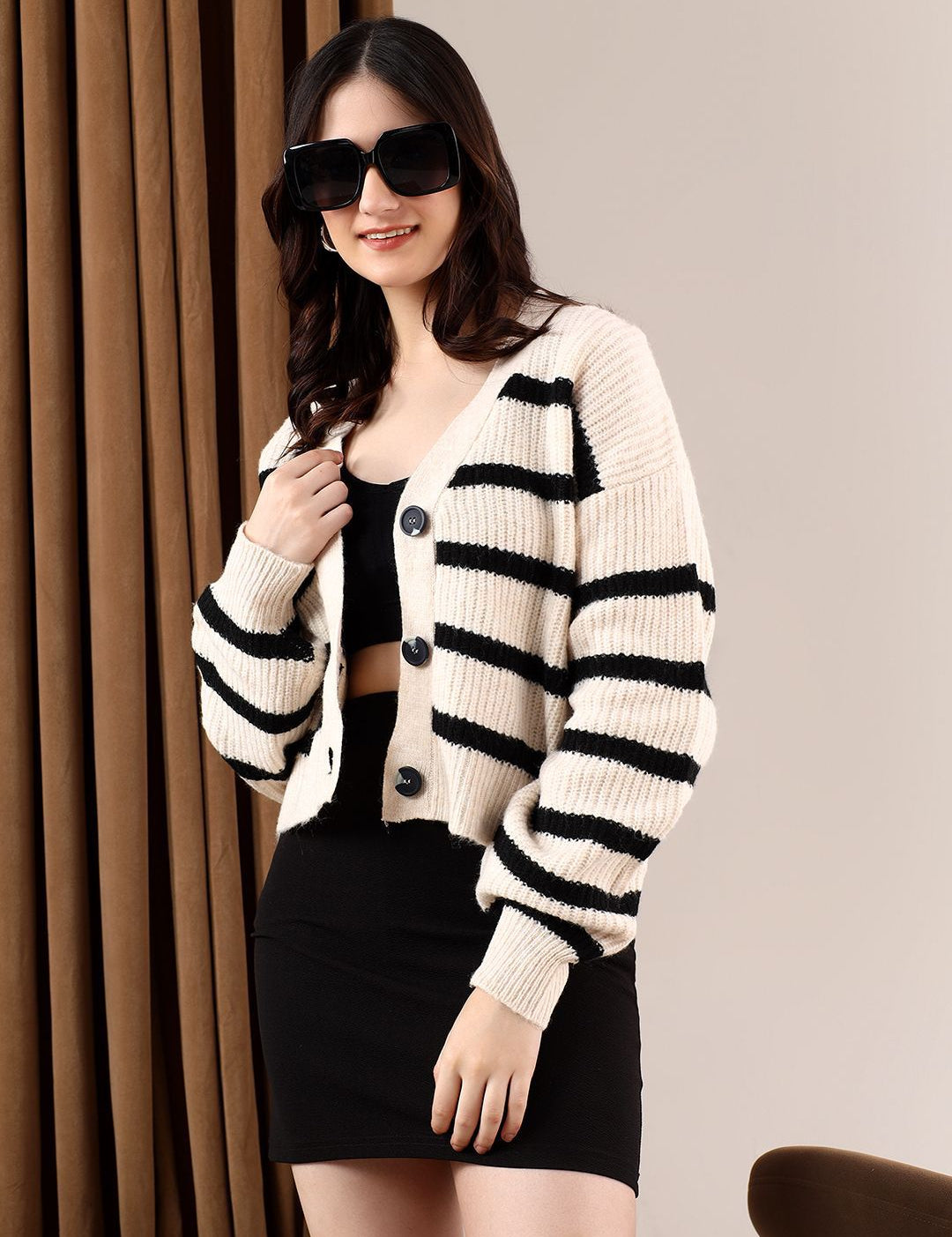 Kotty Women Striped Printed Cardigan