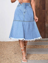 Kotty Women Denim Flared Midi Skirt