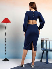 Kotty Women Bishop Sleeve Bodycon Knee Length Dress