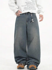 Kotty Men Wide Leg Low-Rise Light Fade Stretchable Jeans