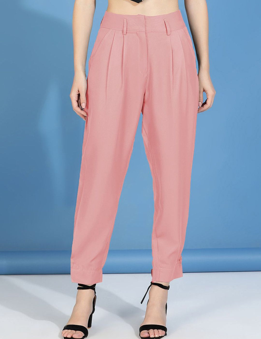 Kotty Women Relaxed Slim Fit High-Rise Easy Wash Trousers