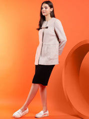 Kotty Women Solid Overcoat with Buckle Detail