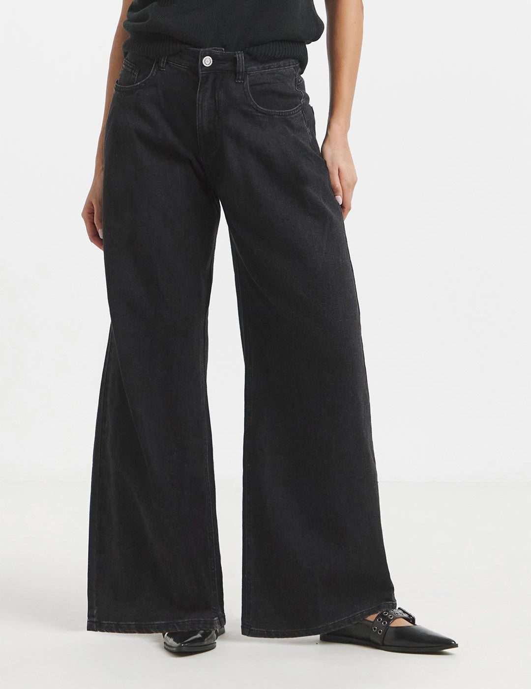 Kotty Women Wide Leg High-Rise Cotton Non Stretchable Jeans