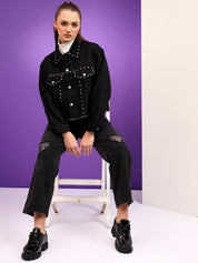 Kotty Women Spread Collar Solid Casual Denim Jacket