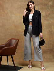 Kotty Solid Notched Lapel Overcoat