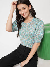 Kotty  Women Floral Printed Puff Sleeve Top