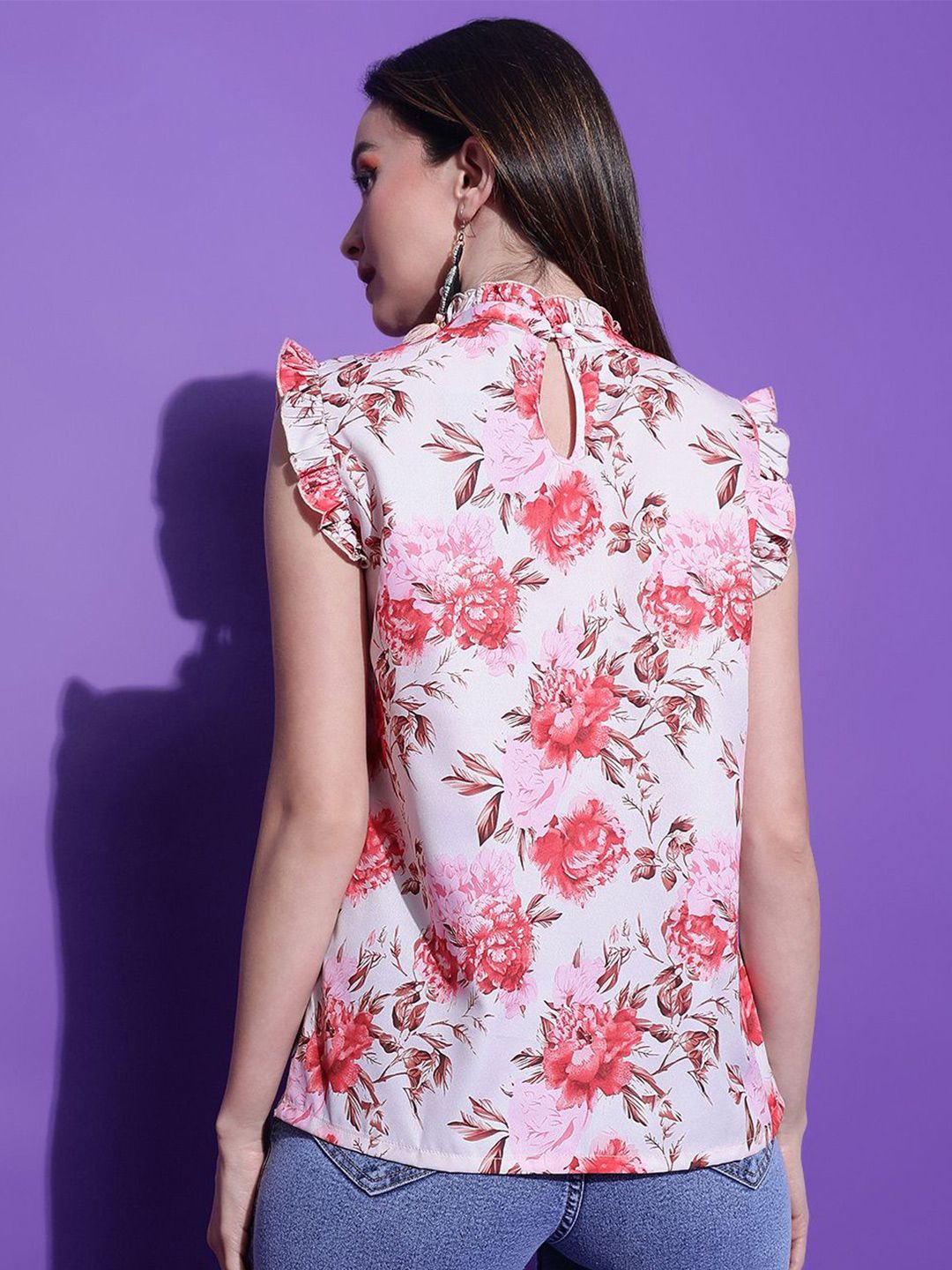 Kotty Women Floral Printed High Neck  Top