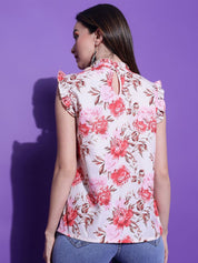 Kotty Women Floral Printed High Neck  Top