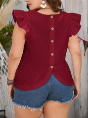 KOTTY Women Round Neck Flutter Sleeve Top