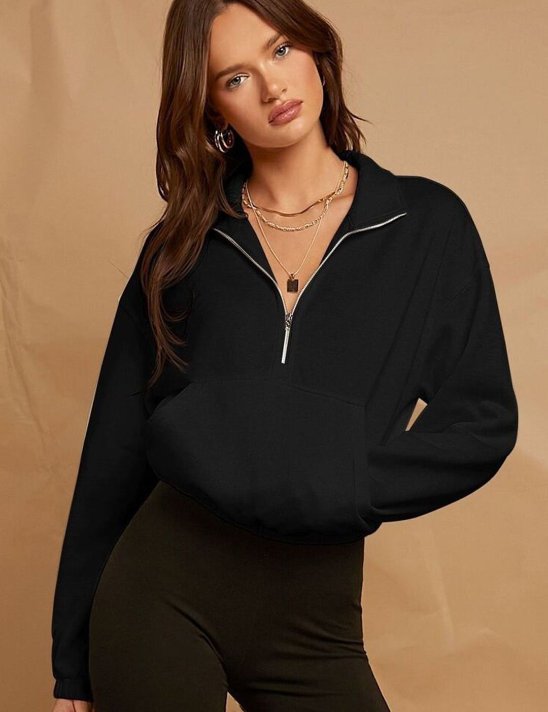 Kotty Women Mock Collar Long Sleeves Sweatshirt