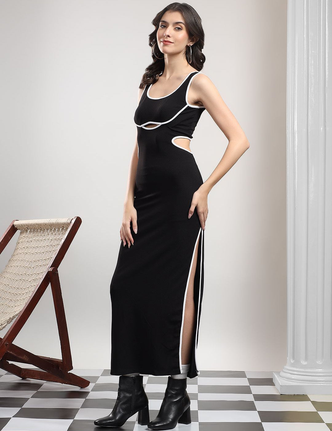 Kotty Sheath Midi Dress With Cut-Out Details