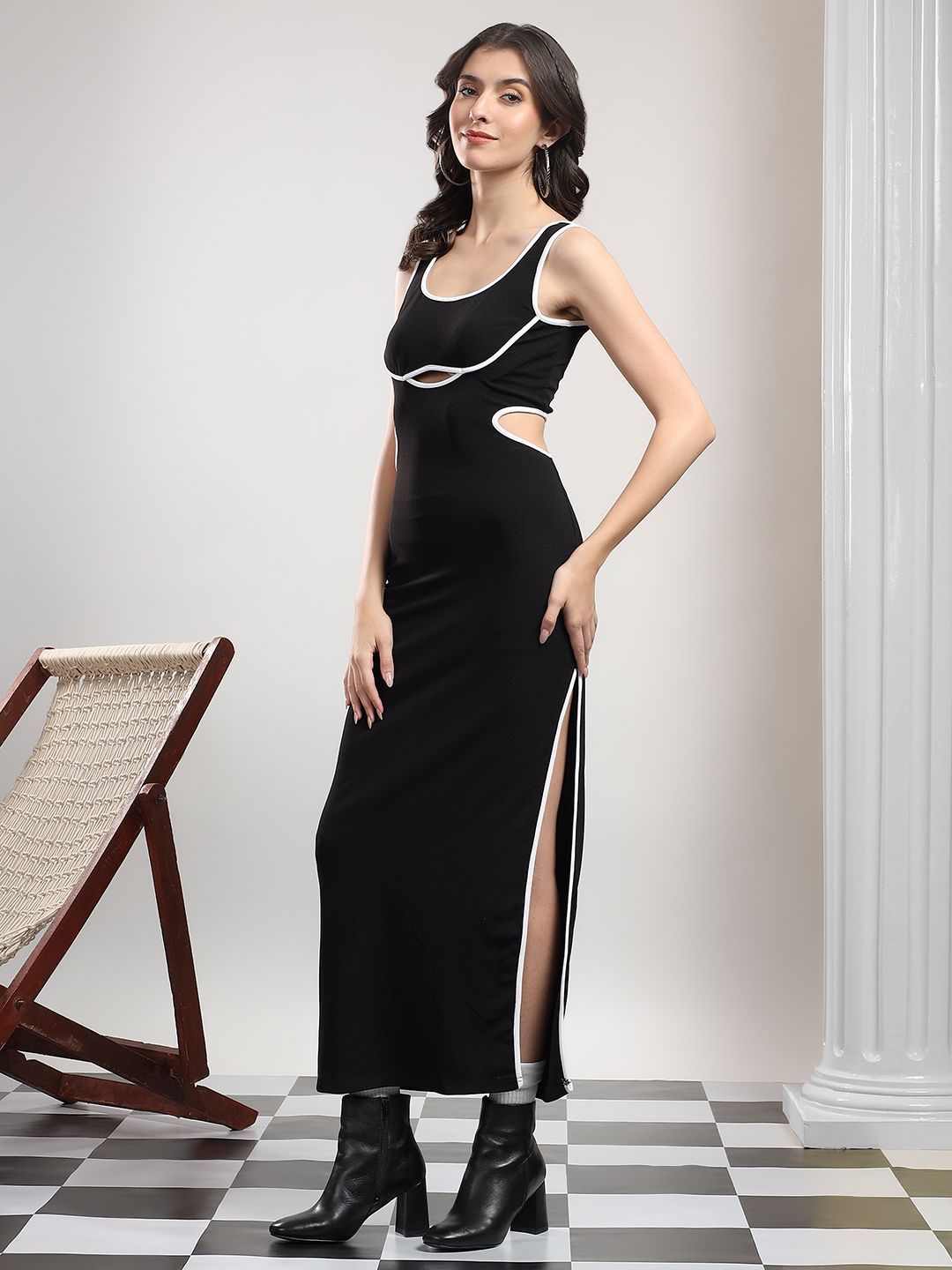 Kotty Sheath Midi Dress With Cut-Out Details