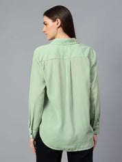 Kotty Women Comfort Spread Collar Solid Oversized Casual Shirt