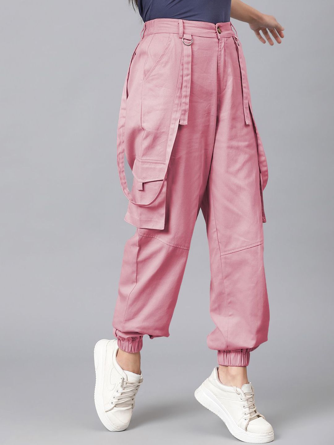 Kotty Women Relaxed High-Rise Easy Wash Cargos Trousers